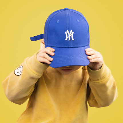 儿童棒球帽小NY镜面帽子冬季保暖弯檐鸭舌帽男女孩防晒遮阳太阳帽