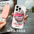 SEEKSAGA原创冰淇淋适用iPhone苹果春天手机壳14pro带磁吸支架15promax小众创意plus不会撞壳磨砂创意透明