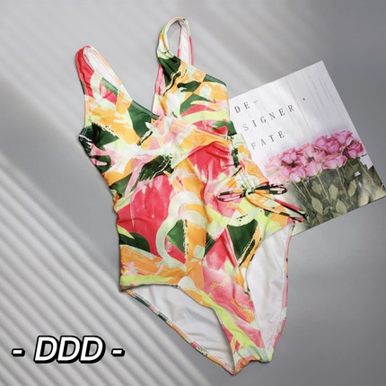 DDD原单 PRIMARK欧美外贸胖MM大码游泳衣女连体三角运动款 带胸垫