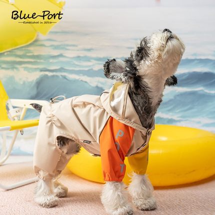 BluePort宠物狗狗雨衣夏季反光印花防水防风四脚全包中小型犬雨披