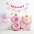 40寸粉色蓝色数字气球男女孩宝宝周岁儿童生日背景墙装饰场景布置