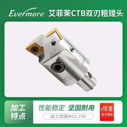台湾Evermore艾菲茉标准型可调式镗刀头CTB22-28通孔型双刃粗镗头