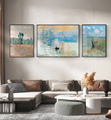 梵高莫奈油画三联挂画客厅餐厅沙发背景墙装饰画抽象派画世界名画