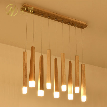 北欧实木日式吊灯客厅餐桌LED木头创意吧台餐厅艺术卧室原木灯具