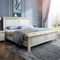 美式实木床白蜡木1.8米白色双人床 现代简约卧室公主床储物床1.5m