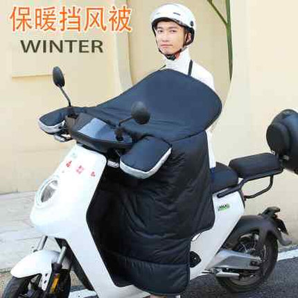 电动摩托车挡风被冬季加绒加厚秋冬天防水电瓶遮风防寒护膝防风罩