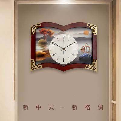 新中式电表箱装饰画带钟表客厅餐厅电闸盒配电箱遮挡现代简约挂钟