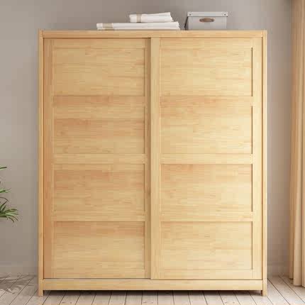 北欧实木衣柜简约现代经济型推拉滑移门中小户型北欧风格衣柜