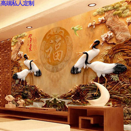 新中式8d电视背景墙壁纸5d立体浮雕墙纸壁画现代简约客厅酒店墙布