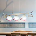 创意新中式餐厅吊灯三头长方形茶室吧台灯餐桌饭厅禅意荷花中国风