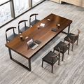 现代简约实木办公桌 办公室职员工位桌椅组合 多人长条电脑会议桌