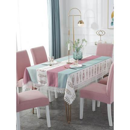 北欧餐桌椅子套罩套装简约轻奢台布餐椅套茶几桌布布艺长方形家用