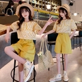 女童短袖套装夏装2023韩版时尚洋气薄款短袖儿童套装中大童两件套