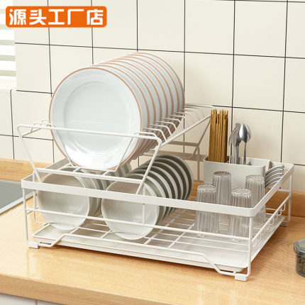 厨房台面置物架小尺寸碗筷沥水架家用双层放盘子碗碟的餐具收纳架