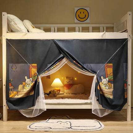学生宿舍一体式床帘 女寝室0.9m米ins风两用蚊帐上铺下铺遮光布