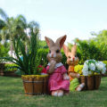 新品新款花园庭院摆件仿真兔子花盆户外园林树脂动物雕塑卡通露台