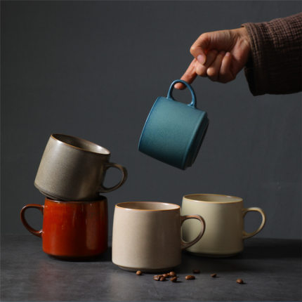 咖啡杯女士个人专用陶瓷早餐杯高颜值情侣水杯粗陶复古马克杯北欧