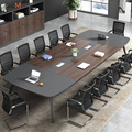 新品会议桌长桌条简约现代桌椅组合接待洽谈培训大型办公室家具工