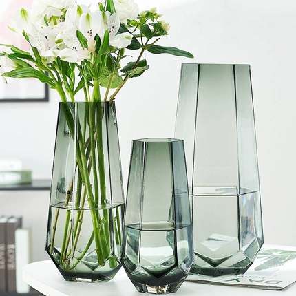 百合花专用花瓶水养花玻璃瓶高款瓶子设计感高端富贵竹观音水竹子