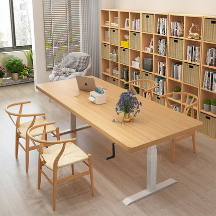 客厅升降桌实木大书桌家用办公桌餐桌一体2米长儿童阅读学习桌子
