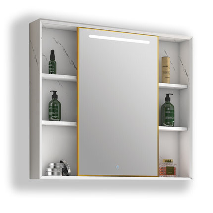智能太空铝浴室镜柜镜子带置物架吊柜带灯移动推拉门卫生间挂墙式