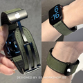 适用苹果手表iwatch7/SE方型磁吸扣S5/6/8/9硅胶贴皮疯马纹表带