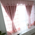 飘窗窗帘遮光粉色卧室女孩房间窗帘双层带纱儿童网红窗纱绍兴柯桥