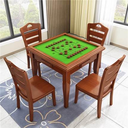 实木麻将桌餐桌两用简易手搓家用正方形棋牌桌象棋手动麻将扑克桌