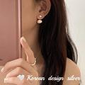 韩版小众设计高级感耳饰品 S925纯银椭圆形后挂式重工耳环耳坠女