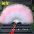 新款羽毛扇子旗袍舞蹈鹅毛毛绒汉服拍照道具漂亮的彩色羽毛折扇