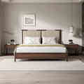 新中式实木床1.8米双人床家用婚床别墅黑胡桃木主卧大床卧室家具