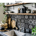 《Mandala》意大利黑色曼陀罗瓷砖贴纸厨房墙面隔油装饰墙贴自粘