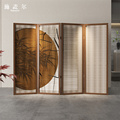 新中式实木入户屏风隔断墙折叠移动客厅玄关房间家用遮挡禅意竹子