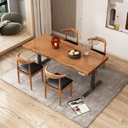 家用升降茶桌北欧实木大板电动餐桌客厅原木小户型茶台茶几两用可