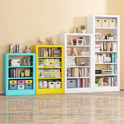 儿童书架落地置物架幼儿园彩色多层矮书柜客厅收纳全钢图书馆书架