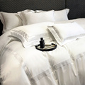 七星级酒店新疆长绒棉白色四件套轻奢裸睡被套纯棉床笠款床上用品