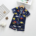 网红Girls Satin Silk Pajamas Set Kids Boy Cartoon Sleepwear