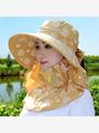 夏季女士披肩帽户外采茶帽防晒口罩帽大檐遮阳帽圆点蝴蝶结帽子
