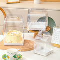 3寸4寸5寸手提蛋糕盒透明六寸方形爆浆戚风生日蛋糕加高款10个装