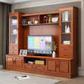 实木电视柜背景柜一体组合墙柜家用多功能客厅整体小户型现代简约