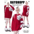 Rayohopp新年红色毛衣女冬季龙年本命年国潮牌复古趣味植绒针织衫
