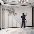 新古典中式墙布手绘水墨竹子墙纸客厅电视背景墙壁纸卧室床头壁画
