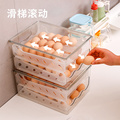 滑梯式鸡蛋收纳盒滚动鸡蛋盒滚蛋双层托架透明鸡蛋盒子冰箱用日式