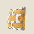 NEWC新宸优品 复古抽象积木滚边抱枕套客厅沙发黄色地毯绣花靠垫