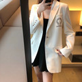 GG。MAJE DVAWN白色西装外套女2024春季新款韩版宽松休闲英伦风小