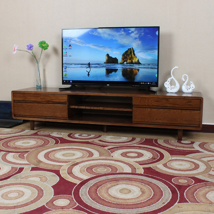 胡桃木色实木电视柜现代简约小户型水曲柳北欧客厅电视柜茶几组合