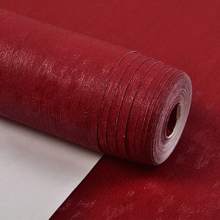 中式红色墙纸故宫红卧室客厅纯色中国红背景酒红色壁纸复古国潮风