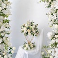 婚庆铁艺拱门花架牛角羊角户外婚礼布置假花结婚门口装饰弧形花艺