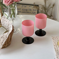 原创法式粉色春天高脚杯中古复古红酒杯家用装饰杯子玻璃甜酒杯