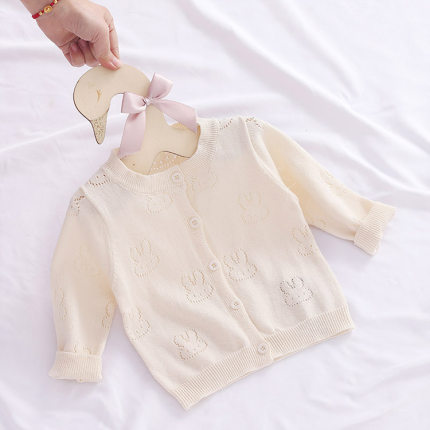 婴儿针织开衫新生宝宝空调衫1一3岁女童外套纯棉公主韩版春秋薄款